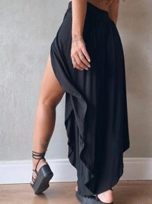 V-Neck Pencil Skirt Made Of Bamboo Fiber With Perfect Fit - 軍綠色 - 查看 3