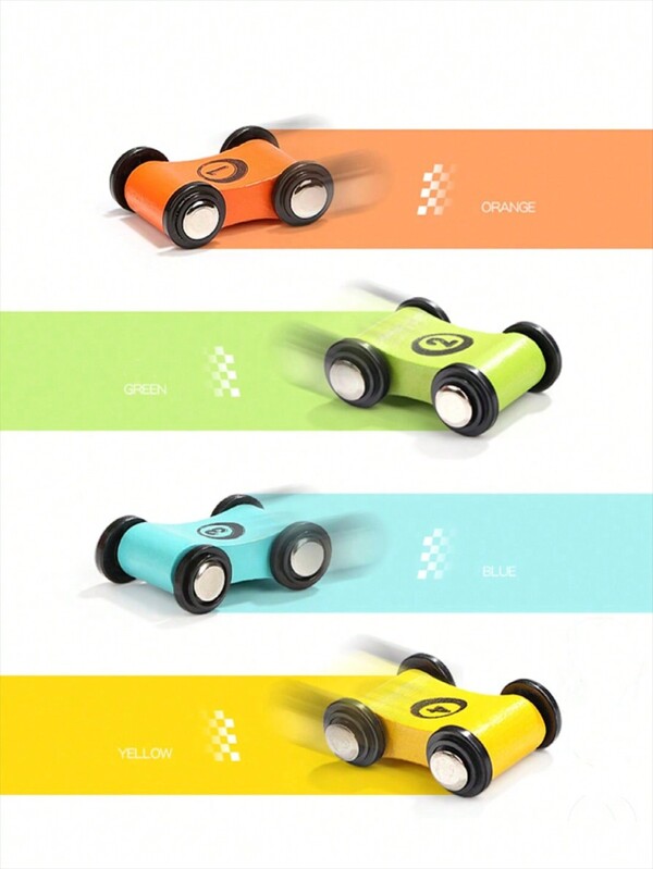 1pc Beechwood Glider Car, Inertia Track Car, Mini Racing Car, Suitable As Party Favor, Prize, Gift Bag Filler, Multiple Colors & Styles Available, Battery-Free Sliding Mini Car
