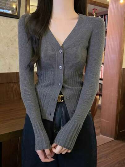 Maglione da donna con scollo a V, cinturino sottile, maniche lunghe, righe sotto le ascelle, cardigan lungo, adatto per autunno/inverno, cerimonie, Natale e Capodanno, elegante e casual, top a maniche lunghe