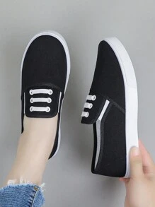 Lightweight Slip-On Casual Work Shoes For Women, Soft Bottom Canvas Sneakers, Loafers, Comfortable Daily Wear