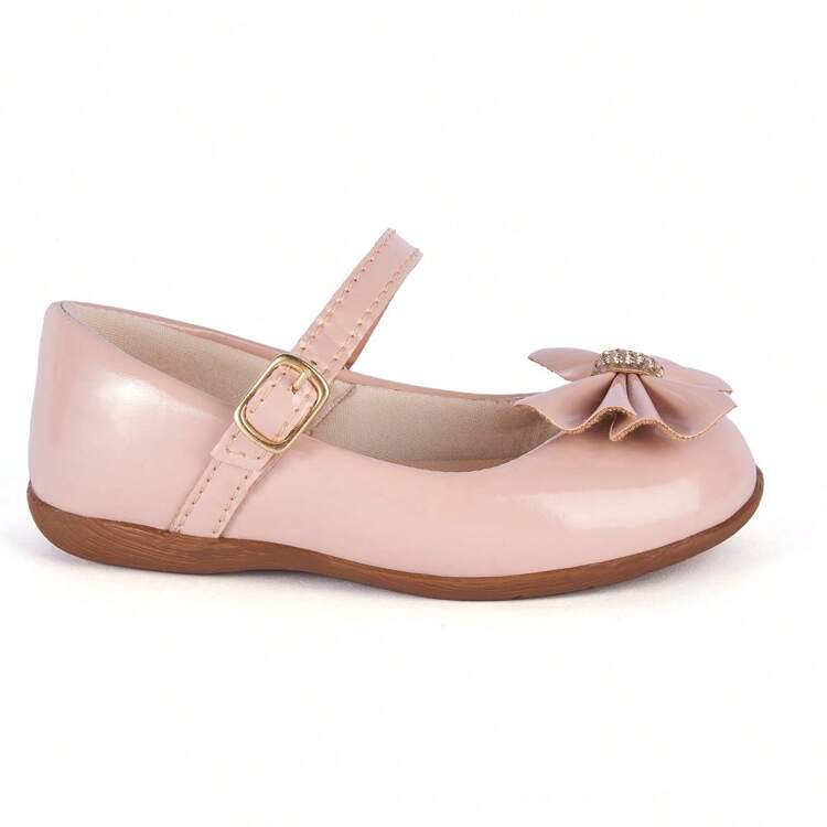 Children's Shoes Girl Doll Shoes Wedding Bridesmaid Formal Child Bow Patent Leather - Màu be - Xem 2