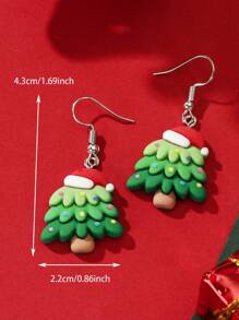 1pc Cute Christmas Tree Resin Earring - Multicolor - View 2
