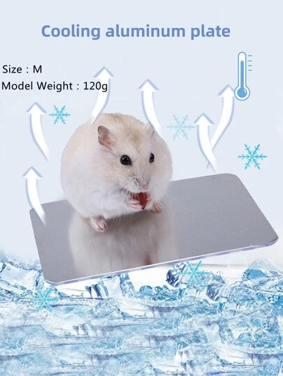 1pc Aluminum Cooling Pad For Hamsters, Summer Cooling Mat For Hamsters And Guinea Pigs, Heat Relief Accessory