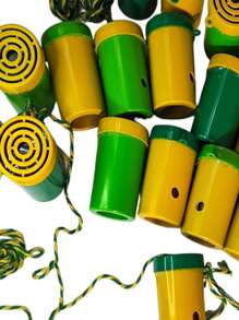 50 Green And Yellow Blowing Horn Lanyard Birthday Souvenir Gift Fair Cheap - 彩色 - 查看 5