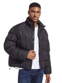 1pc Men's Jacket, Loose Fit Padded Padded Coat, Warm Winter Outerwear Suitable For Casual, Commuting, Outdoor - Black - View 4