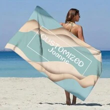 1 pieza Toalla de playa personalizada donde puede escribir su nombre y foto para personalización privada, toalla de playa de fibra ultrafina, esterilla de playa, piscina y vacaciones en la , viaje al aire libre y ocio