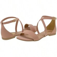 Women's Flat Sandal Round Toe Straight Strap Comfortable Fashion - 米色 - 查看 4