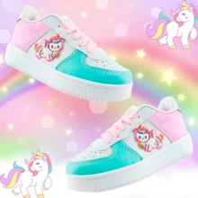 Tenis Para Niñas Con Lindo Diseño De Unicornio Calzado Deportivo Con Suela Cosida Estilo Moderno Y Casual 037-BMLU - Blanco - Ver 1