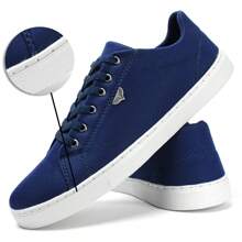 Amorim Store Men's Casual Skater Sneakers, Comfortable Flat Sole With Laces - 藍色 - 查看 6