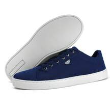 Amorim Store Men's Casual Skater Sneakers, Comfortable Flat Sole With Laces - 藍色 - 查看 3