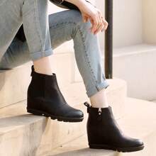 Women'S Wedge Boots Comfortable Ankle Wedge Booties - Black - View 1