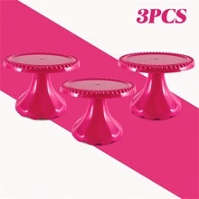 Juego de 3 piezas/6 piezas Soporte mini para cupcakes, portador de cupcakes de plástico, plato de servir para decoraciones de fiesta de boda, cumpleaños, decoraciones de fiesta rosa, soporte para pastel para decoraciones de Navidad, baby shower, boda, suministros para fiesta de boda, decoraciones de boda, accesorios de boda, soporte para tarta de boda