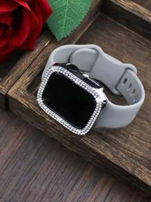 1 Vỏ đồng hồ nữ lấp lánh, tương thích với vỏ đồng hồ Apple (38/42/40/41/44/45/56/49mm), đính hai hàng đá giả, vỏ khung PC cứng chống sốc, tương thích với Apple Watch Series 11/10/9/Ultra/SE/8/7/6/5/4/3 Vỏ thời trang, dễ đeo, cảm ứng nhạy - Bạc - Xem 3