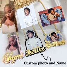 定制亚克力照片吊坠项链，个性化姓名照片吊坠项链，厚不锈钢链彩色照片吊坠，男女皆宜的特殊珠宝礼物 - Necklace style - 查看 1