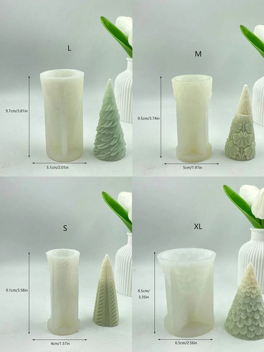 1 pieza Molde de silicona con forma de árbol de Navidad para bricolaje - Blanco - Ver 1