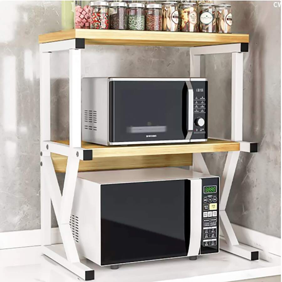 3 Tier Microwave Oven Rack Stand Storage Holder Kitchen Corner Shelf Black - White - View 1