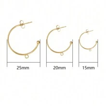 6 cái/gói móc khuyên tai hình chữ C bằng thép không gỉ, chống ăn mòn và không gây dị ứng 15/20/25mm - Với mặt dây chuyền - Xem 7