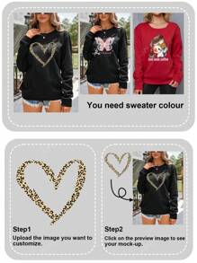 Custom Personalised Graphic Sweatshirt, Women Round Neck Casual Fashion Top