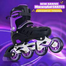 Adults Adjustable Inline Skates, Safe And Durable Roller Skates With Giant Wheels, High Performance Professional Skates For Men Women - 紫色 - 查看 5
