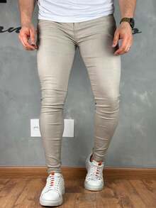 Traditional Plain Black Tailored Trousers 04% Lycra - 米色 - 查看 6
