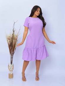 Mavie Dress, Specially Designed To Highlight Your Natural Elegance. With A Belt That Cinches Your Waist And A Ruffle That Adds A Perfect Touch - Màu Lilac Tím - Xem 5