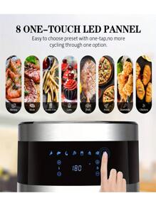 KitCook Large 6.8 QT Air Fryer,1500W Oven,8 Presets LED Touch Digital Screen, Shake Reminder, Nonstick Basket, Stainless Steel Electric Hot Oilless Cooker(Recipes Book/Skewers Included),Silver - US A Type Plug(110-127V) - View 7