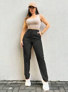 EMILI LULU RUN2 Women's Straight Fit Glam Creased Tailored Trousers - màu đen - Xem 1