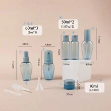6 szt. pustych czerwonych/niebieskich butelek podróżnych na kosmetyki do siłowni, zatwierdzona przez TSA, 50 ml szczelne, wyciskane do toniku, szamponu, odżywki, balsamu, żelu pod prysznic z etykietą, lejkiem, łyżką do kremu, biuretą i torbą kosmetyczną