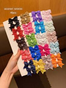40 piezas de pinzas para el cabello con lazo de colores surtidos, accesorios para el cabello lindos - Multicolor - Ver 3