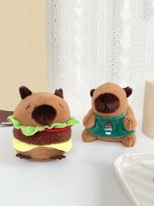 1 pieza de 13cm/5.11in Llavero de punto neutro de imitación, lindo y creativo, con bufanda verde tipo hamburguesa, diversos capibara, accesorios diarios de todo tipo, diseño de dibujos animados lindos, regalo ideal para estudiantes, bolsas, accesorios, colgante de peluche, para hermanos, pareja, cumpleaños, festivales, todas las estaciones, graduación, carnaval, bendiciones, despedida, novia, hermosos accesorios para el automóvil, pequeño regalo