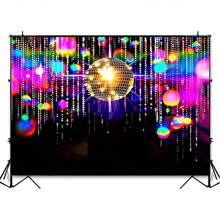 1 faixa de fundo de poliéster para festa disco - Decoração de aniversário Let's Glow Crazy, tema anos 70, 80 e 90, sem necessidade de eletricidade, acessório multiuso para cabine fotográfica, celebração de outono e inverno, Natal