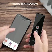 Traductor Inteligente Idiomas De Voz Instantáneo Portátil,Traductor De Voz Inteligente, Dispositivo De Traducción Portátil, Compatible Con Bluetooth 5.0, Compatible Con 74 Idiomas Y 70 Acentos Adecuado Para Viajar, Trabajar, Aprender Un Nuevo Idioma, Ir De Compras, Reunirse Con Amigos Extranjeros, Practicar La Pronunciación, Etc. - Negro - Ver 3