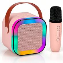Karaoke Bluetooth Speaker Wireless Microphone With LED Light - 粉色 - 查看 1