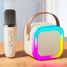Karaoke Bluetooth Speaker Wireless Microphone With LED Light - 粉色 - 查看 2