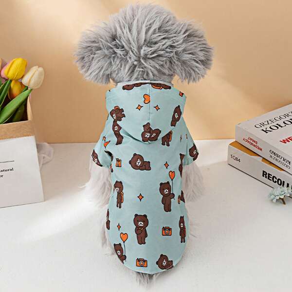 1pc Pet Dog Rain Coat, Waterproof Cartoon Printed Dog Raincoat Clothes