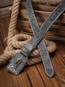 1pc Men's Western Style PU Leather Belt (Hole Punch Tool Included) - Miss - View 14