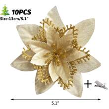 5/10 chiếc Đồ trang trí cây thông Noel lấp lánh, Giáng sinh, Năm mới, Vòng hoa tiệc cưới, Vòng hoa trang trí DIY - Hoa hướng dương ba chiều ba lớp - Xem 3