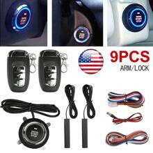 9Pcs Car One-Button Start Keyless, Entry Engine Start Alarm System Kit Push Button Remote Start Stop, For 12V Battery Car, Van, Pickup Truck, SUV - one-size - View 1