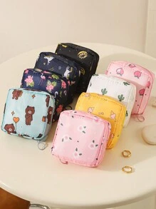 1 Stück Nylon bedruckter Hygieneartikel und Kosmetik Organizer Tasche, tragbare Aufbewahrung für Herbst Heim-Deko, Reise-Aufbewahrung, Make-up Tasche, Kosmetiktasche, Urlaubsorganizer, Make-up Organizer mit großem Fassungsvermögen, für Lippenstift, Pinsel, Hautpflege, Handy, Münzen, kleine Artikel, für Zuhause, Geschenke, Urlaub und Feiertage wie Halloween Weihnachten, Mehrzweckverwendung, Boho-Vibe