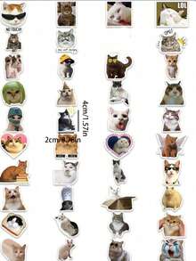 100 Piezas Pegatinas Decorativas De Graffiti De Meme De Gato - Multicolor - Ver 2