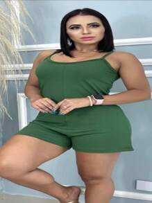 WOMEN'S THIN STRAP VISCOLYGRA JUMPSUIT - Verde militar - Ver 3
