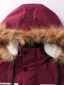 LEDUNTINO Men Fashion Zip Up Casual Outdoor Thick Fleece Jacket, Warm, Sports, Solid, Burgundy, Green, Boyfriend Gift, Men's Winter Fall Letter Printed, Detachable Hood, Multi-Pocket, Windbreaker Jacket Spring Autumn Coat Men - Burgundy - View 4