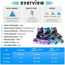 Adjustable Inline Skates For Kids, Boys Blades Skate Girls With Light Up Wheels - Violet - View 7