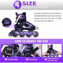 Adjustable Inline Skates For Kids, Boys Blades Skate Girls With Light Up Wheels - Violet - View 4