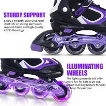 Adjustable Inline Skates For Kids, Boys Blades Skate Girls With Light Up Wheels - Violet - View 5