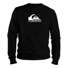 QUIKISILVER MEN'S WOMEN'S PRINTED CREW SWEATSHIRT ROUND NECK SWEATER - Black - View 1