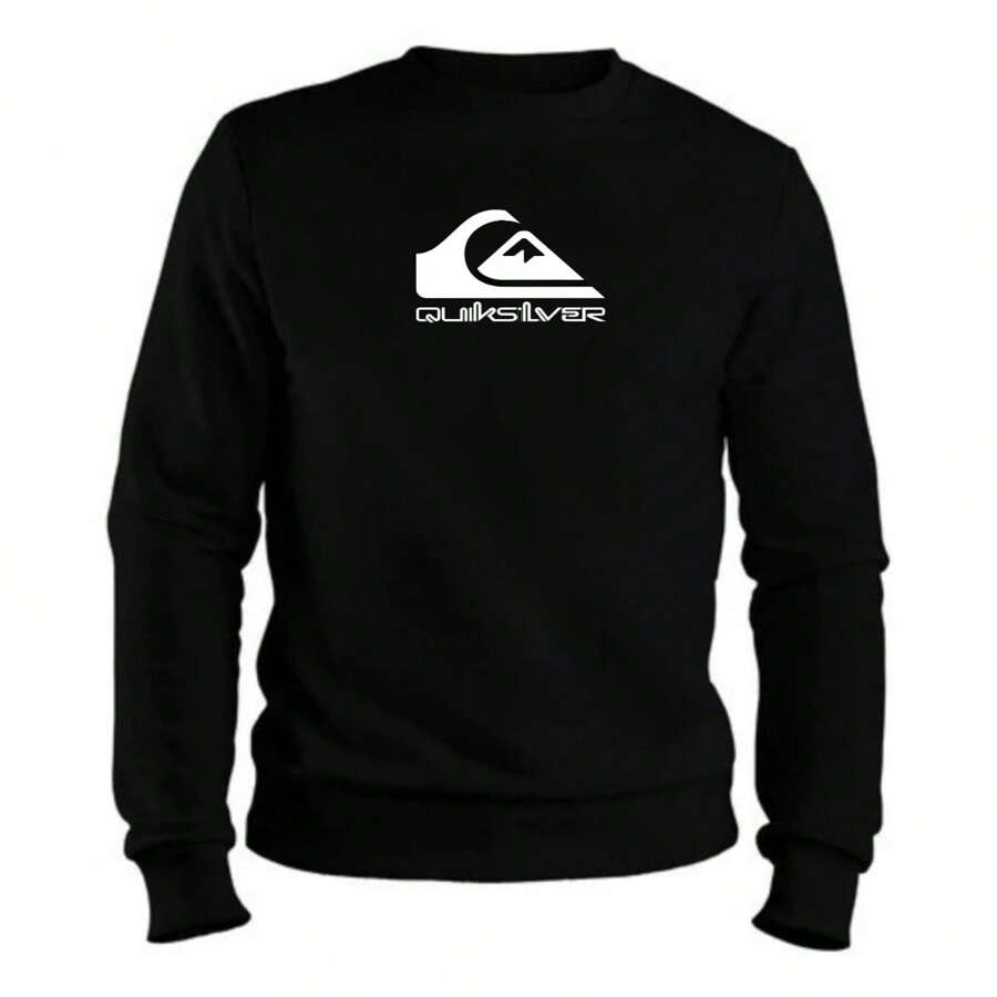 QUIKISILVER MEN'S WOMEN'S PRINTED CREW SWEATSHIRT ROUND NECK SWEATER - Black - View 1