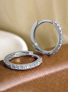 1 Paar modische 925 Sterling Silber Kubikzirkonia Creolen, Ohrringe für Hochzeit und Jahrestag, Ohrschmuck für Frauen, hochwertiger Schmuck
