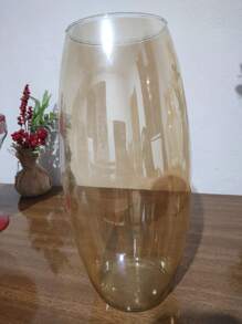 Romulo Rounded Amber Glass Vase For Flowers And Decoration - Gold - View 9