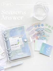 1PC Notebook, Planner Scrapbook With Sticky Notes, Journal Notebook With Four Seasons Colors Of Spring, Summer, Autumn, Winter As Separators,School Supplies Journal Notebooks Stationery Cuaderno - Purple - View 7